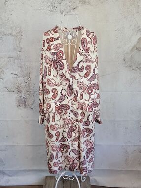 The Bright Side by Rocky Barnes Cream Paisley Blazer Dress Womens Size L
